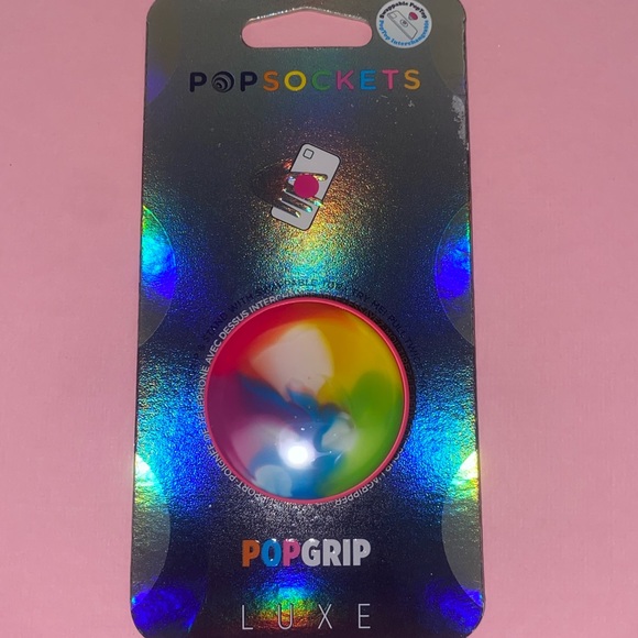 NEW POPSOCKETS POPGRIP LUXE. Color: Swirl Rainbow. GREAT STOCKING STUFFER - Picture 2 of 16